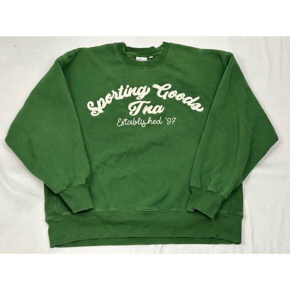 Aritzia TNA Women’s Size Cozy XL Fleece Crewneck Sweatshirt Emerald Green - Picture 1 of 6